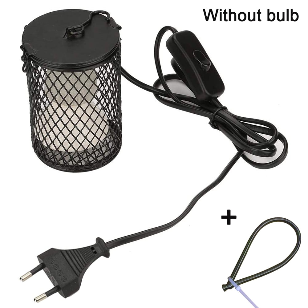 Reptile Heat Lamp with Guard,Pet heating lamp shade Basking Heater Lamp