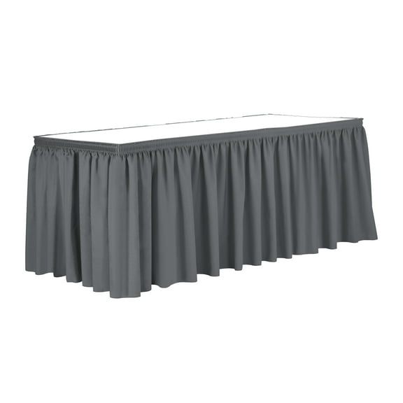 Ultimate Textile 14 ft. Shirred Pleat Polyester Table Skirt Charcoal Grey