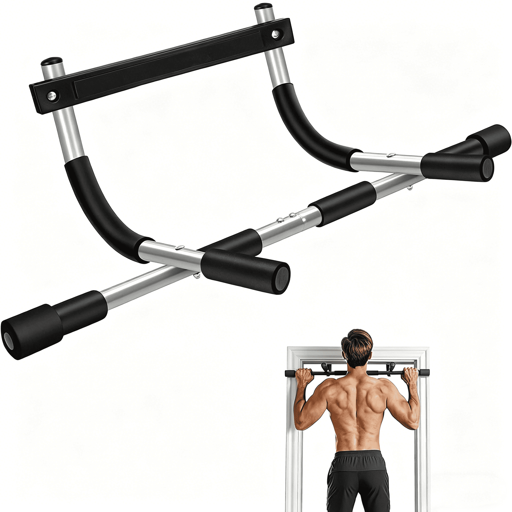 Upgrade Pull Up Bar for Doorway, Max Capacity 440 lbs Chin Up Bar, Portable Upper Body Workout Bar, Strength Training Door Frame Pull-up Bars, Hanging Bar for Exercise, Pullup Bars for Home