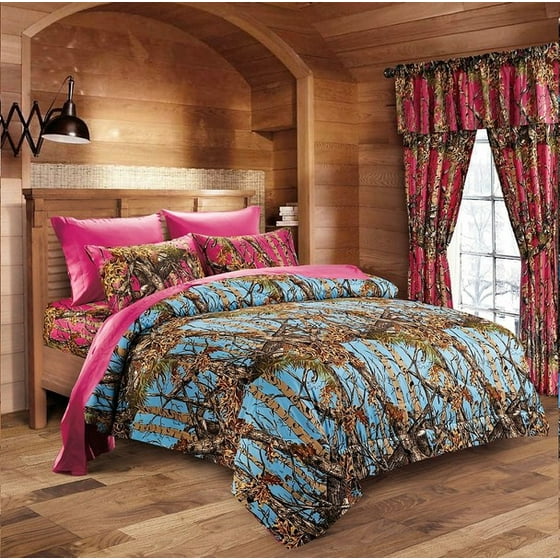 Powder Blue Camo Comforter And Hot Pink Sheet Set Color Powder Blue Camo Comforter And Hot Pink Sheet Set Color Forest Size Cal King Com