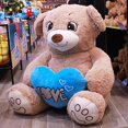 thumbnail image 3 of Pelucheria Oso Rechoncho Beige LOVE con corazon Azul, 3 of 5