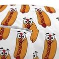 thumbnail image 3 of Hot Dog Pouf Cover with Zipper, Cheerful Characterized Food with Eyes and Smiling Frankfurter, Soft Decorative Fabric Unstuffed Case, 30" W X 17.3" L, Apricot Vermilion, by Ambesonne, 3 of 5
