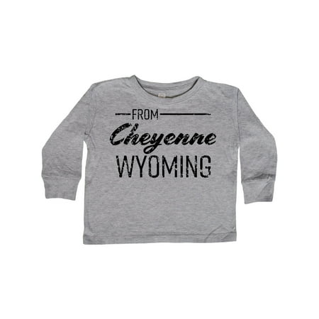 

Inktastic From Cheyenne Wyoming in Black Distressed Text Gift Toddler Boy or Toddler Girl Long Sleeve T-Shirt