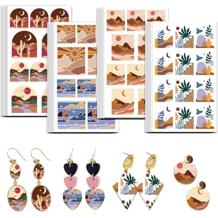 Landscape Transfer Paper 4 Design 24Pcs Scenery Polymer Clay Transfers Sheets Natural Scenery Transfer Paper Small Transfers Papers for Clay Earrings Jewelry Making