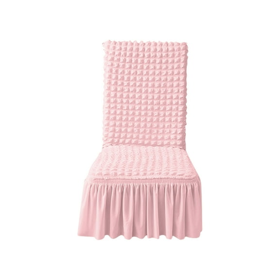 Taotanxi Dining Room Chair Slipcovers 1-Piece Stretch White Dining Chair Covers Dorm Chair Cover Non Slip Washable Furniture Protector With Skirt Country Style for Hotel Ceremony Party (Pink)