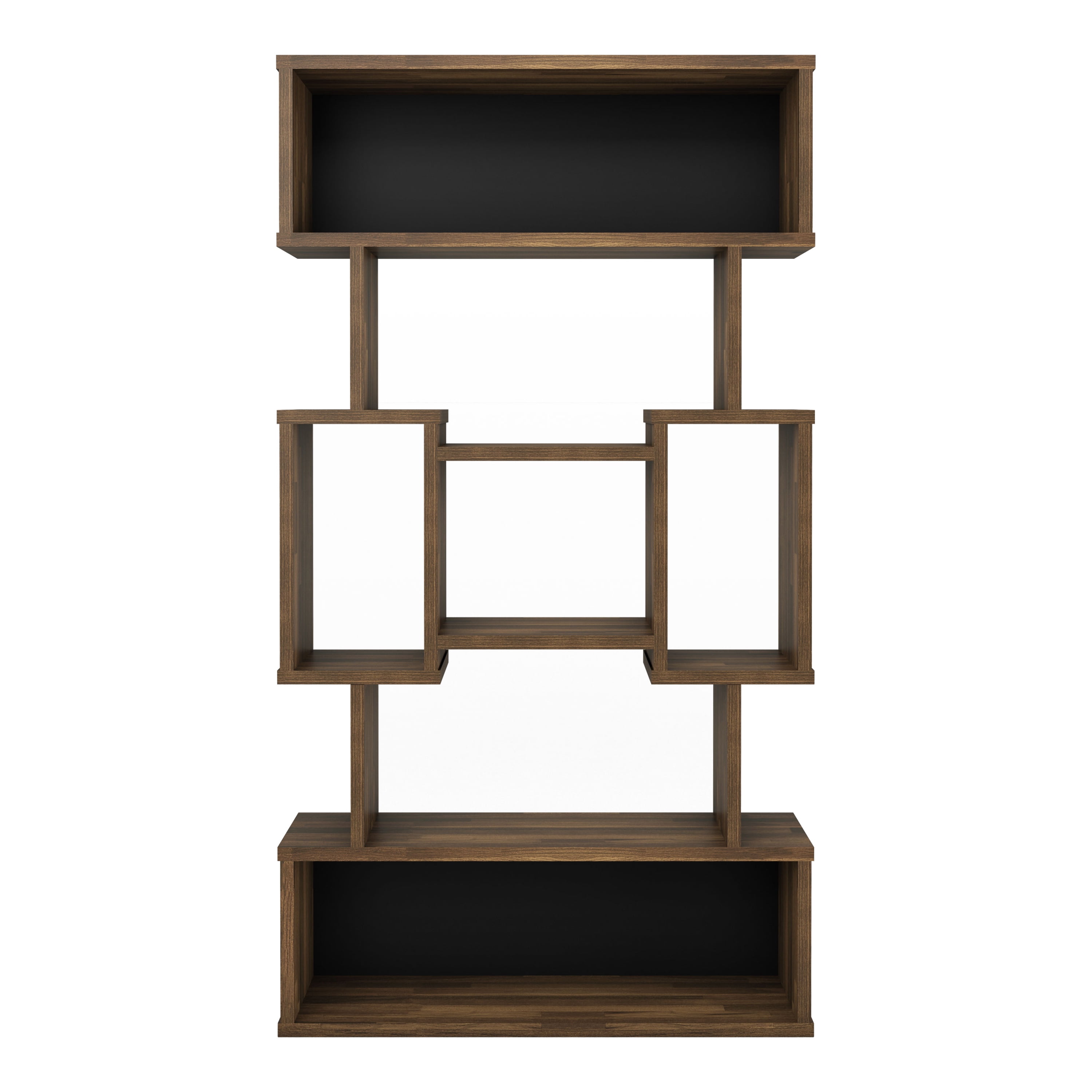 Furniture of America Rhine Modern 13-Shelf Geometric Bookcase, Light Hickory