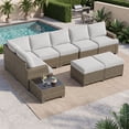 thumbnail image 2 of Clouddwell 9 Piece Outdoor Sectional Set with Swivel Rocker Chairs of 2, Wicker Rattan Patio Conversation Sets, Light Gray, 2 of 6
