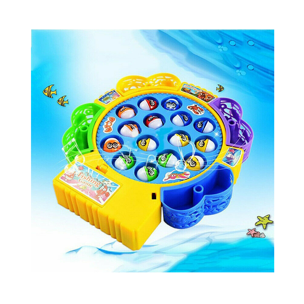 Magnetic Fishing Toy Kids Electric Rotating Fishing Game W Music Light