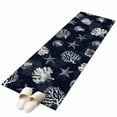 thumbnail image 2 of Seaweed Starfish Shell Washable Runner Rugs 2'x6', Coral Marine Life Navy Blue Low Pile Throw Entryway Rug Non-Slip Sturdy Edge Binding Carpet for Indoor Bedside Entrance Bedside, 2 of 9