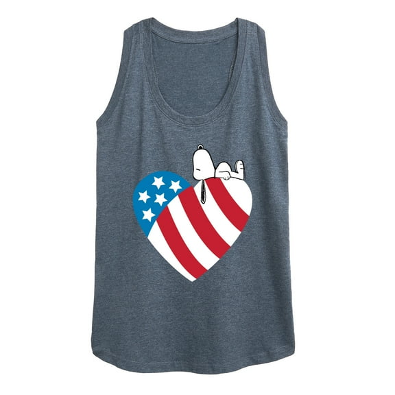 Peanuts - Snoopy On Flag Heart - Women's Racerback Tank Top