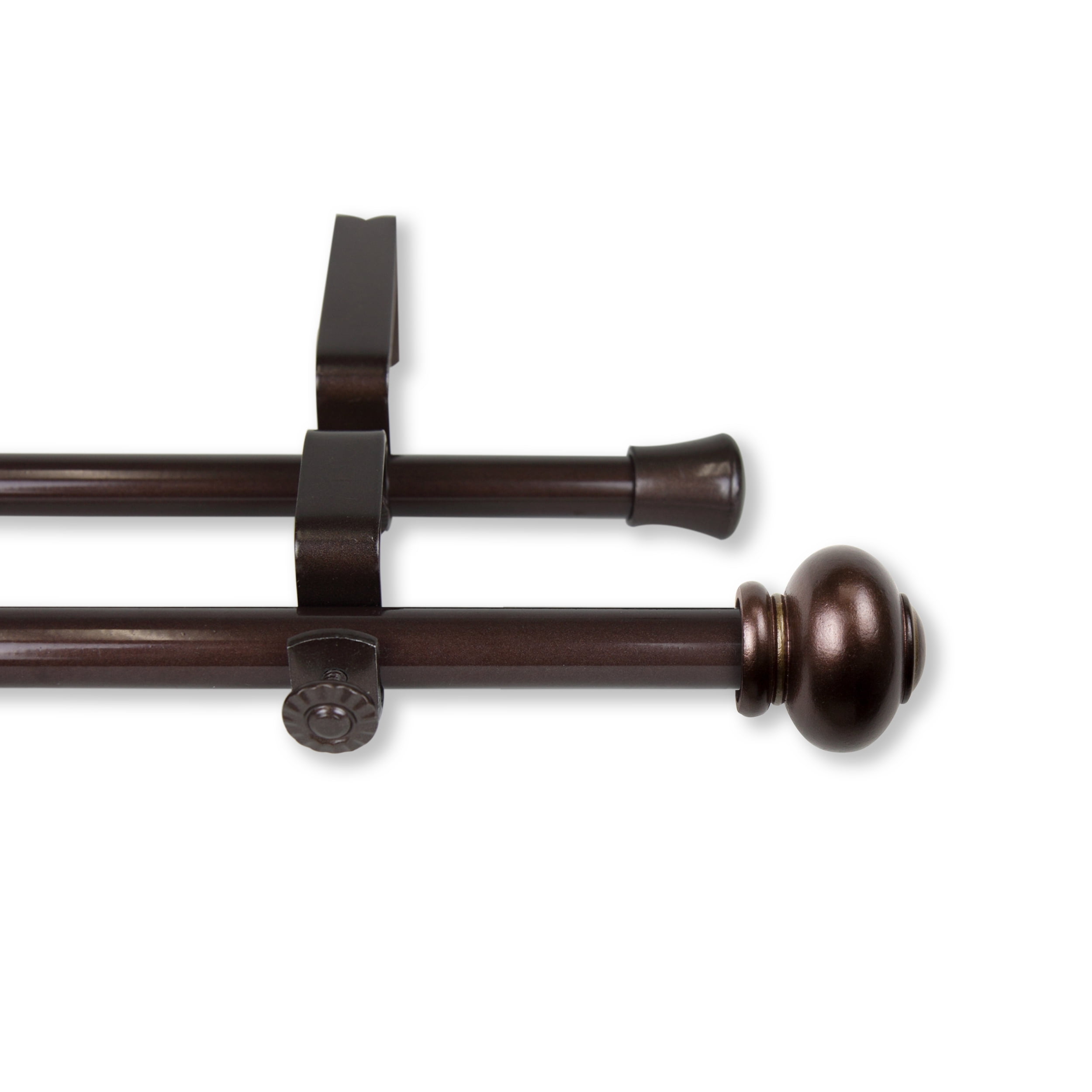 Central Design Products Steel 0.62" Modern Double Curtain Rod, Brown