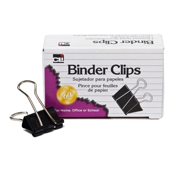 Charles Leonard Binder Clips Mini Negro/Plata Paquete De 12 (50001)