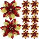 thumbnail image 3 of 14,5 cm, 5 piezas, rosa, plata, simulación de flores navideñas, árbol de Navidad, flores falsas, bricolaje, decoración navideña para el hogar, corona, regalo de Navidad, 3 of 5