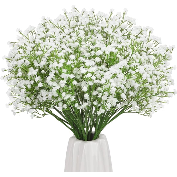 20pcs Babys Breath Artificial Flowers Bulk White Gypsophila Real Touch Flowers for Wedding Bouquets DIY Wreath Floral Arrangement Home Party Decoration