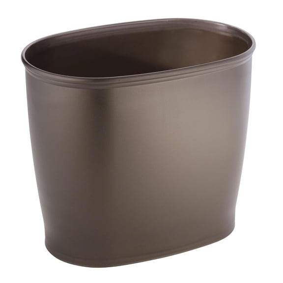 iDesign Slim Plastic Bathroom Trash Can, Small Garba Bin for Bedroom, Office, Desk, Dorm, Bronze