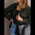 thumbnail image 4 of Chaqueta de Mujer de Gran Tamaño con Botones y Larga con Aberturas. Verde M, 4 of 8