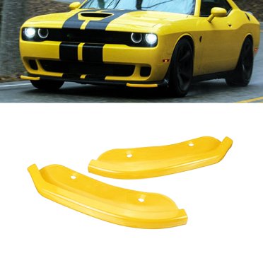 Yellow Front Bumper Lip Splitter Trim Cover For Dodge Challenger 2015+ (SavadiCar 2-Piece Set)