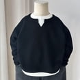 thumbnail image 2 of FAIWAD Kids Long Sleeve Shirts Crew Neck Patchwork Loose Pullover Boys Girls Outdoor Casual Tops, 2 of 5