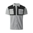 thumbnail image 3 of Color Block Fashion Button Shirts with Pockets Waffle Short Sleeve Lapel Beach Tops Summer Casual Hawaiian Shirt 2025, 3 of 5