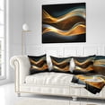 thumbnail image 3 of Designart 3D Gold Waves in Black - Abstract Throw Pillow - 18x18, 3 of 5