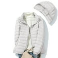 thumbnail image 4 of WXLWZYWL Fall Winter Saving Clothes for Women Womens Casual Quilted Jacket with Detachable Hood Winter Full Zipper Warm Down Jacket Water-Resistant Cropped Padded Coat, 4 of 5