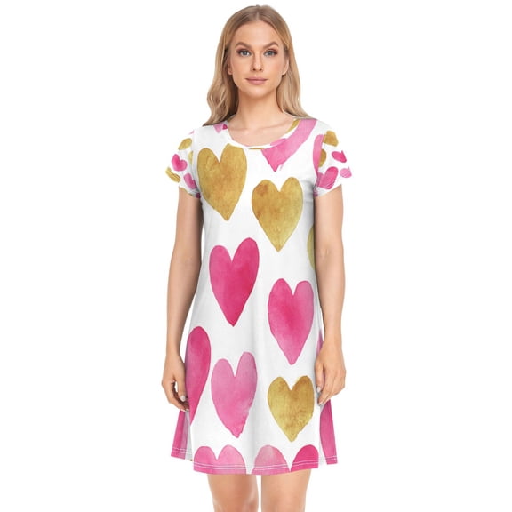 Sleeping Dress Women's Nightgowns & Sleepshirts Nightgowns for Women Soft Fabric Easy to Put on and Take off S Pink Heart Seamless