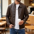 thumbnail image 2 of Men’s Faux Leather Jacket Classic Biker Style Motorcycle Coat Fit Fashion Casual Lightweight Fall & Spring Jackets for Men, 2 of 6