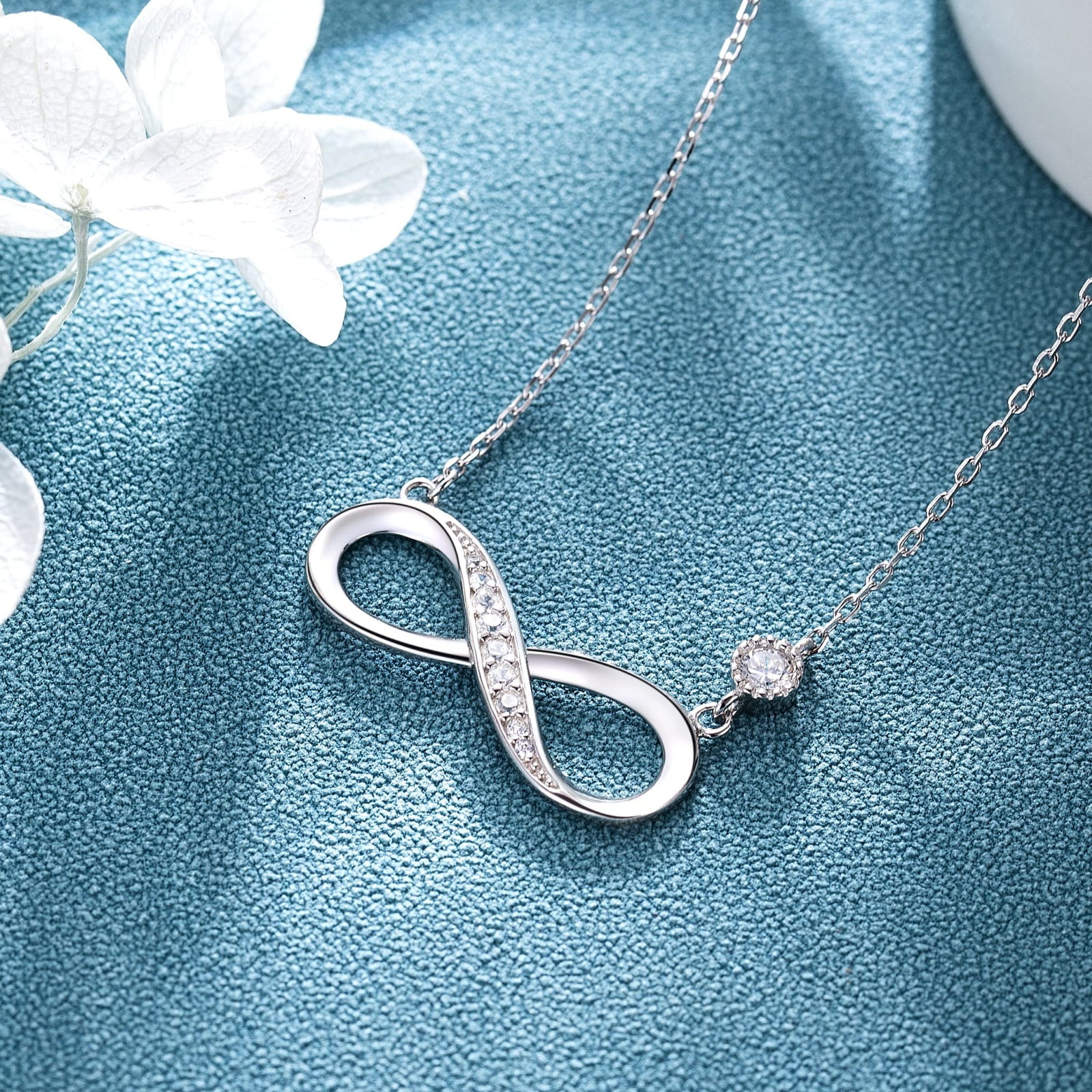 SFTING Necklace for Women Infinity Necklaces Silver 18K Plated Love Pendant Gifts for Women