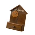 thumbnail image 4 of Reloj de pared decorativo con estante de exhibición redondo de madera con cajón de almacenamiento para pasillo Marrón, 4 of 9