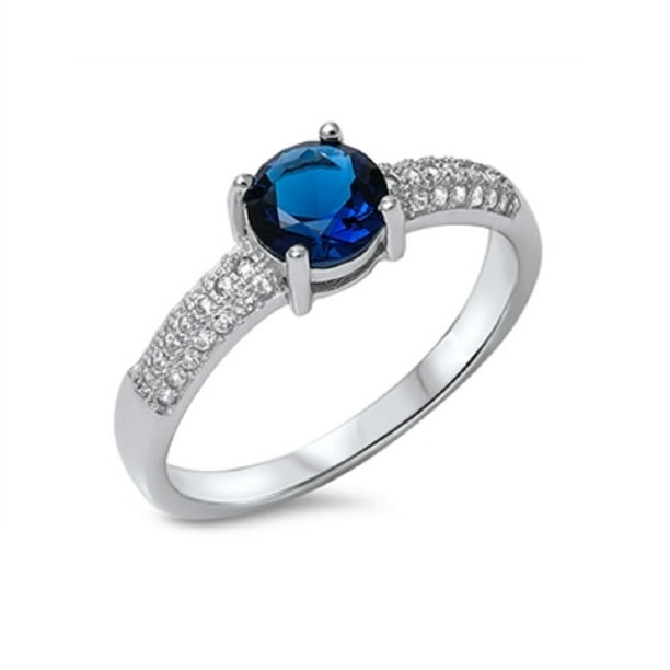 All in Stock - Round Cut Simulated Sapphire Wide Band Ring Cubic ...
