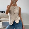 thumbnail image 2 of Toimothcn Womens Tank Tops Sleeveless Square Collar Open Placket Buttons Textured Horizontal Stripes Elegant Blouse Tops Suitable For Outdoor Activities, 2 of 6