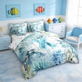 thumbnail image 2 of Manfei Watercolor Underwater Letter X Axolotl Sea Turtle Twin Bedding Sets for Kids Boys and Girls, Nautical Alphabet Print Bedding Comforter Set, Stars Reversible 7 Pieces, 2 of 6