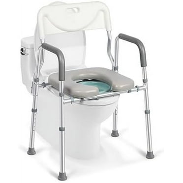 Raised Toilet Seat with Handles and Back,350lb Bedside Commode Chair with Arms, 4-in-1 Adjustable and Portable Bathroom Chair for Adults, Seniors, Elderly, Handicapped, Disabled
