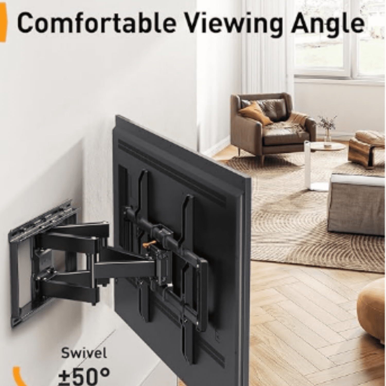 Full Motion TV Wall Mount for 42-85 inch TVs up to 132 lbs, TV Mount with Dual Articulating Arms, Tool-Free Tilt, Swivel, Extension, Leveling, Max VESA 600x400mm, 16" Studs
