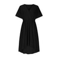 thumbnail image 4 of Penkiiy Women's Summer V-Neck Dress | Cotton-Like Linen Blend, Lightweight & Breathable | Trendy Casual & Vacation Essential M Black, 4 of 6