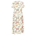 thumbnail image 5 of gljltg Women's Casual Flower Print Flowy Tiered Maxi Dress with Side Pockets, Polyester Spandex Lightweight Breathable Summer Winter, Beach Travel Work Party Outfit, Easy Care Washable, 5 of 6