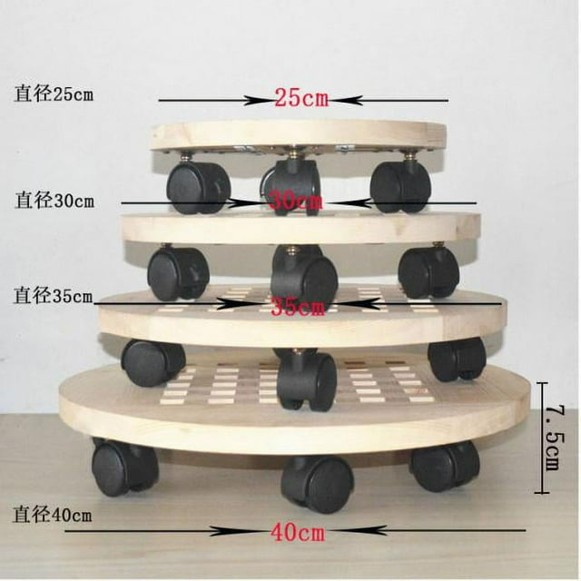 Carro para plantas de madera y TPE, resistente a la intemperie, carrito para muebles/posavasos Los 25cm