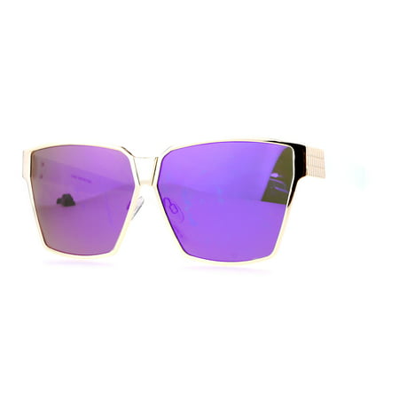 SA106 Diva Oversize Mob Rectangular Mafia Mirror Lens Sunglasses Purple