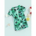 thumbnail image 3 of Qtinghua Newborn Infant Toddler Baby Boy Rash Guard Swimsuit Romper Zipper Short Sleeve Turtle/Shark Print Bathing Suit Swimwear Green 0-3 Months, 3 of 9