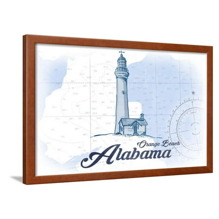 Orange Beach Alabama Lighthouse Blue Coastal Icon Framed Orange Beach Alabama Lighthouse Blue Coastal Icon Framed Print Wall Art By Lantern Press