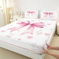 thumbnail image 3 of Homewish Cute Cartoon Bow Twin Sheet Sets for Teens, White Pink Cherry Print Twin Fitted Sheet, Kawaii Princess Style Flat Sheet, Microfiber Bedroom Decor, 3 Pieces, 3 of 7