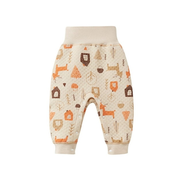 Odeerbi 3M-3Y Niños Niños Bloomeros de Algodón Pantalones Pantalones de Tapa Del Pañal Lindo Drop de La Entrepierna Impresión de La Cintura Alta Pantalones