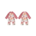 thumbnail image 2 of BemeyourBBs Toddler Baby Boy Girl Swimsuit Newborn Tree Floral Shark Swimsuits UPF 50+ Rash Guard One Piece Zipper Swimwear Short Sleeve Summer Beach Bathing Suit, 2 of 9