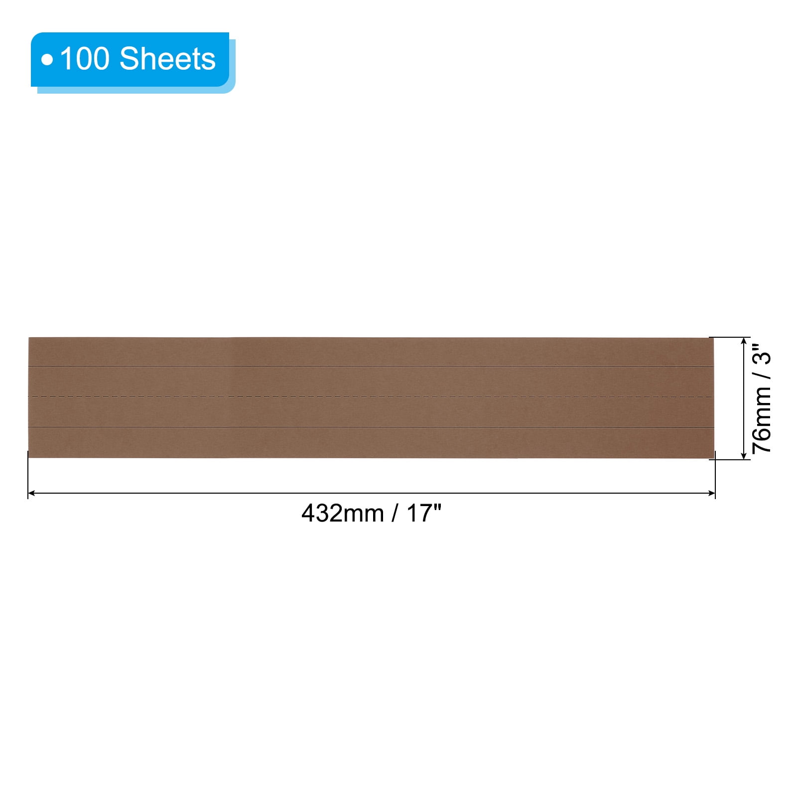 Uxcell 100 Sheets Ruled Sentence Strips, 3" x 17" Cardstock 250GSM Writing Paper Blue Red Lined for Classrooms, Brown