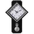 thumbnail image 1 of Wood-Look Pendulum Plastic Wall Clock, Farmhouse Decor for Living Room, Kitchen, or Dining Room, Silent Clock with Roman Numerals, Battery Powered, Large Decorative Wall Clock, Easy-to-Read, Black, 1 of 1