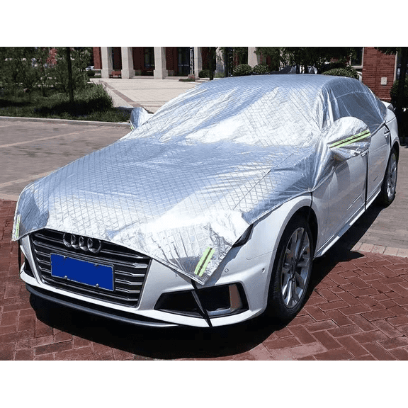Waterproof & All-Season Half Car Cover,Top Cover with Cotton Liner, All Season Waterproof Windshield & Sunroof Cover, UV Protection, Against Snow, Ice, Rain, Dust & Sun, Universal Fit for Sedans