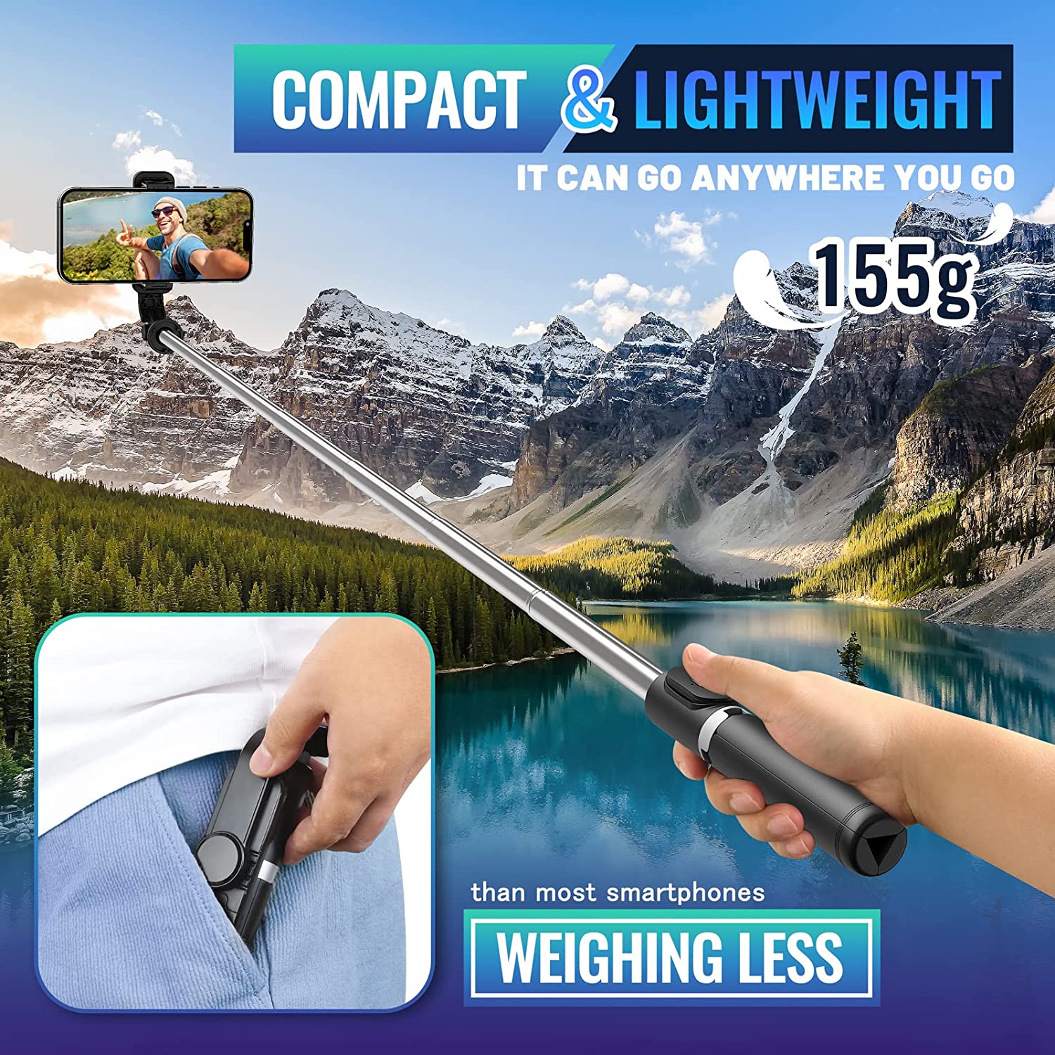 delpattern 40-Inch Selfie Stick Tripod with Bluetooth Remote photo 6