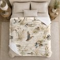 thumbnail image 5 of Serene Wetland Marsh Duck Reed Illustration, Peaceful Bird Art Scene, Warm Flannel Blanket for Living Room and Reading Nook, Bird Lovers Friendship Gift, Artistic Home Decor, 5 of 9