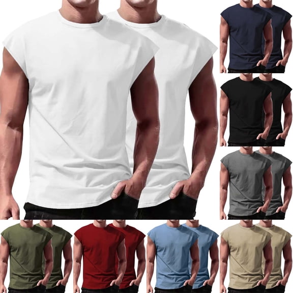 Men’s V Neck Sleeveless Tank Top Casual Two Pack Undershirt
