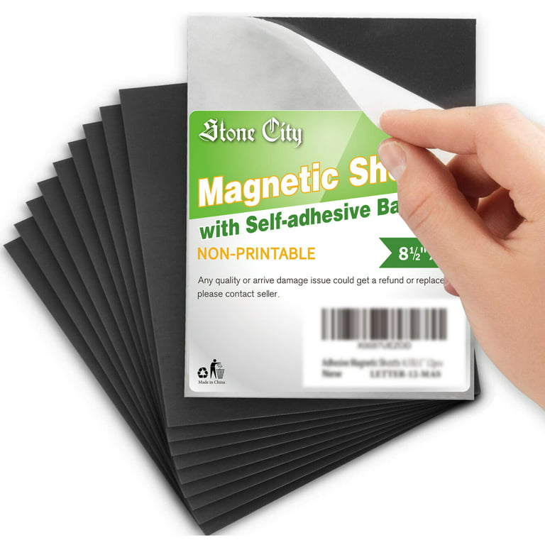 Stone City Strong Flexible Self-Adhesive Magnetic Sheets 8.5x11 inch 12 Pcs  20Mil Adhesive Magnet Sheets Letter Size